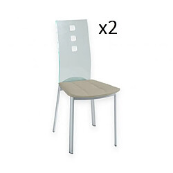 Inside 75 Lot de 2 chaises design LUXOR SHADOW pieds métal dossier plexiglass assise microfibre taupe