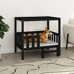 vidaXL Lit pour chien Noir 95,5x73,5x90 cm Bois de pin solide