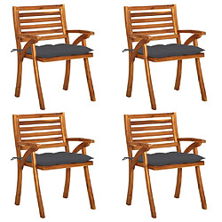 vidaXL Chaises de jardin avec coussins lot de 4 Bois de teck solide 