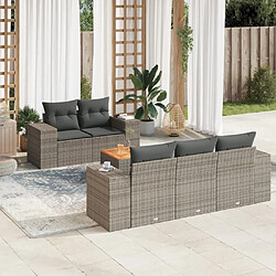 Maison Chic Salon de jardin 6 pcs avec coussins | Ensemble de Table et chaises | Mobilier d'Extérieur gris résine tressée -GKD72533