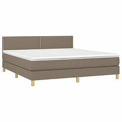 Acheter Maison Chic Lit adulte- Lit + matelas,Sommier à lattes de lit avec matelas LED Taupe 180x200 cm Tissu -GKD48491