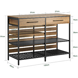 Acheter SoBuy FSB85-PF Îlot Central Table de Comptoir Meuble de Rangement de Cuisine Multi-rangements avec 2 Tiroirs et 3 Étagères