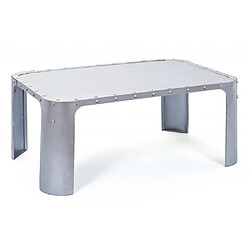 Pegane Table basse coloris argent en métal, 110 x 70 x 45 cm