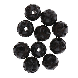 10 Lot De Perles En Bois Noir Bouddhiste Imprimer Des Perles Collier Anlets Key Decor 8 MM