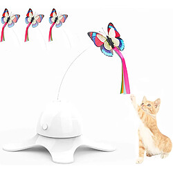 Jeu Papillon Chat, Jouet pour Chat, avec Papillon Rotatif électrique à 360 ° 3 Papillons Scintillants de Remplacement, pour Chats D'intérieur Chaton Jouet Intérieur à Papillon (Blanc)