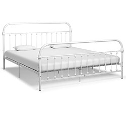 Maison Chic Lit adulte - Lit simple Cadre de lit,Structure du lit Contemporain Blanc Métal 180 x 200 cm -MN73315