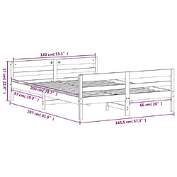 Vidaxl Cadre de lit avec tête de lit 140x200 cm bois de pin massif pas cher