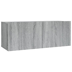 Maison Chic Ensemble de meubles TV 2 pcs | Banc TV Moderne pour salon | Meuble de Rangement - Sonoma gris Bois d'ingénierie -MN79043 pas cher