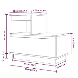 vidaXL Table de chevet Noir 60x34x51 cm Bois de pin solide pas cher