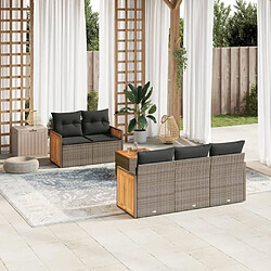 Maison Chic Salon de jardin 6 pcs avec coussins | Ensemble de Table et chaises | Mobilier d'Extérieur gris résine tressée -GKD82812