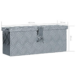 vidaXL Boîte en aluminium 48,5 x 14 x 20 cm Argenté pas cher