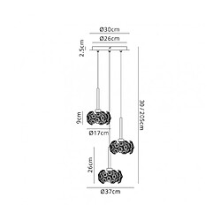 Luminaire Center Suspension 3 ampoules Chrome poli