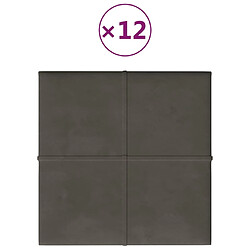 vidaXL Panneaux muraux 12 pcs Gris foncé 30x30 cm Velours 1,08 m²