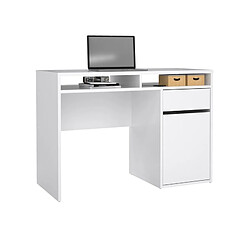 But Bureau 1 porte et 1 tiroir BEST LAK 3 Blanc laqué pas cher