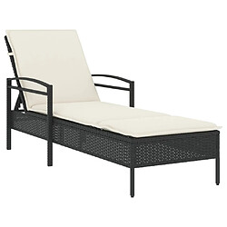 vidaXL Chaise longue avec coussin noir 63x200x81 cm résine tressée