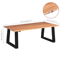 vidaXL Table basse Bois d'acacia massif 110x60x40 cm pas cher