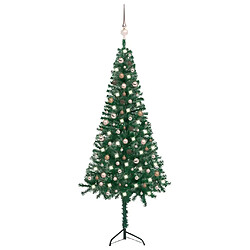 vidaXL Arbre de Noël artificiel d'angle LED et boules Vert 240 cm PVC