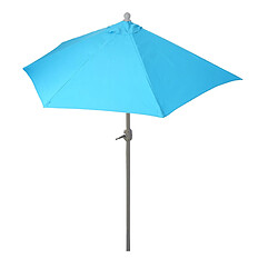 Decoshop26 Parasol demi-rond balcon terrasse UV 50+ polyester/aluminium 3kg 270cm turquoise avec pied 04_0003828