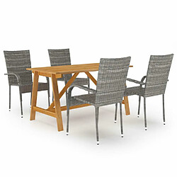 Salle à manger de jardin 5 pcs,Table et chaise à dîner Gris -MN88404