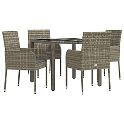 Avis Salle à manger de jardin 5 pcs,Table et chaise à dîner avec coussins Gris -MN91660