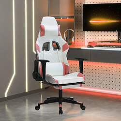 Maison Chic Chaise de jeu, Chaise gaming avec repose-pied, Fauteuil gamer,Chaise de Bureau Blanc et rose Similicuir -GKD72433