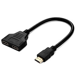 Wewoo Splitter Port HDMI 1080P Mâle vers 2 Femelle 1 2 Sortie Convertisseur Adaptateur Câble, Longueur: 30cm