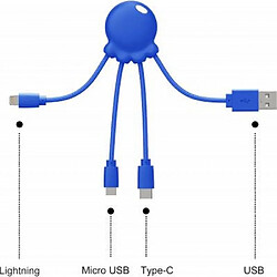 Avis XOOPAR Câble 3 en 1 Octopus USB A/micro USB & USB C & Lightning 0,1m Bleu