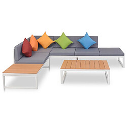 Maison Chic Salon de jardin 4 pcs + coussins - Mobilier/Meubles de jardin - Table et chaises d'extérieur Aluminium et WPC -MN19382