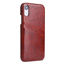 Avis Wewoo Etui en cuir Fierre Shann Retro Oil en cire PU pour iPhone XR, avec fentes pour cartes (Marron)