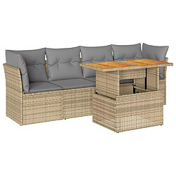 vidaXL Salon de jardin avec coussins 5 pcs beige résine tressée