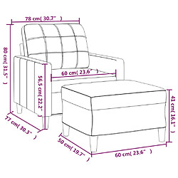 vidaXL Fauteuil avec repose-pied Crème 60 cm Tissu pas cher