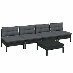 Avis Maison Chic Salon de jardin 5 pcs + coussins - Mobilier/Meubles de jardin - Table et chaises d'extérieur anthracite Bois de pin -MN46969