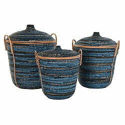 Acheter Set de basket DKD Home Decor Bleu Noir Boho 51 x 51 x 65 cm