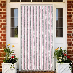 vidaXL Rideau anti-mouches gris argenté et rose 90x220 cm chenille