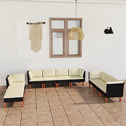 Maison Chic Salon de jardin 10 pcs + coussins - Mobilier/Meubles de jardin - Table et chaises d'extérieur Résine tressée Noir -MN61519