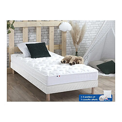 Idliterie Ensemble matelas mémoire de forme + sommier + oreiller + couette - fabrication 100% française - matelas bi-confort