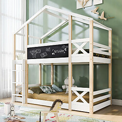 Avis LBF Lit Mezzanine 90 x 200 cm, cabane pour Enfants, lit Double, échelle, Maison en pin pour Enfants, 2 sommiers à Lattes, Naturel et Blanc (sans Matelas)