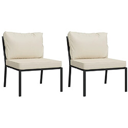 Maison Chic Lot de 2 Chaises de jardin,Fauteuil/Chaise d'extérieur avec coussins sable 60x74x79 cm acier -MN30538