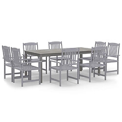 Salle à manger de jardin 9 pcs,Table et chaise à dîner Bois d'acacia Gris -MN22087