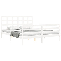 Avis Maison Chic Lit adulte - Cadre Structure de lit avec tête de lit Contemporain blanc 160x200 cm bois massif -MN93779