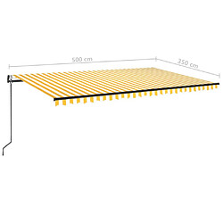 vidaXL Auvent rétractable automatique 500x350 cm Jaune et blanc pas cher