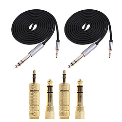 2 cordes audio stéréo mâle 1/8 "mâle 1/8" 1/4 "de 1,5 m 3,5 mm + 4 prises