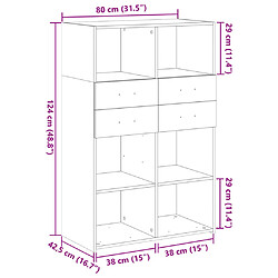 vidaXL Buffet haut blanc 80x42,5x124 cm bois d'ingénierie pas cher