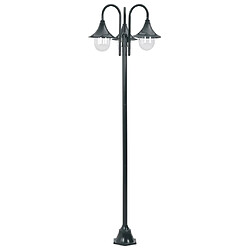 vidaXL Lampadaire de jardin E27 220cm Aluminium 3 lanternes Vert foncé