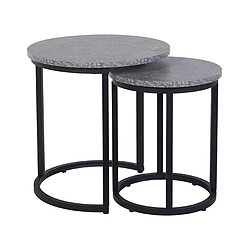 Beliani Lot de 2 tables appoint béton/noires DIXIE