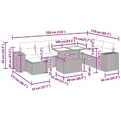 Acheter vidaXL Salon de jardin avec coussins 9 pcs beige résine tressée
