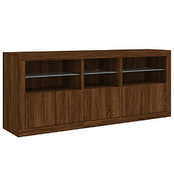 Maison Chic Commode Buffet - Meuble de rangement avec lumières LED chêne marron 162x37x67 cm -GKD35414 pas cher