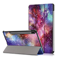 Etui en PU Impression de motifs avec support tri-pliure nébuleuse pour votre Samsung Galaxy Tab S7 FE T736