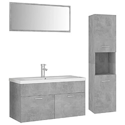 vidaXL Ensemble de meubles de salle de bain Gris béton Aggloméré