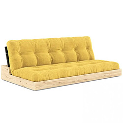 Inside 75 Canapé lit futon BASE jaunes couchage 130cm dossiers noirs coffres